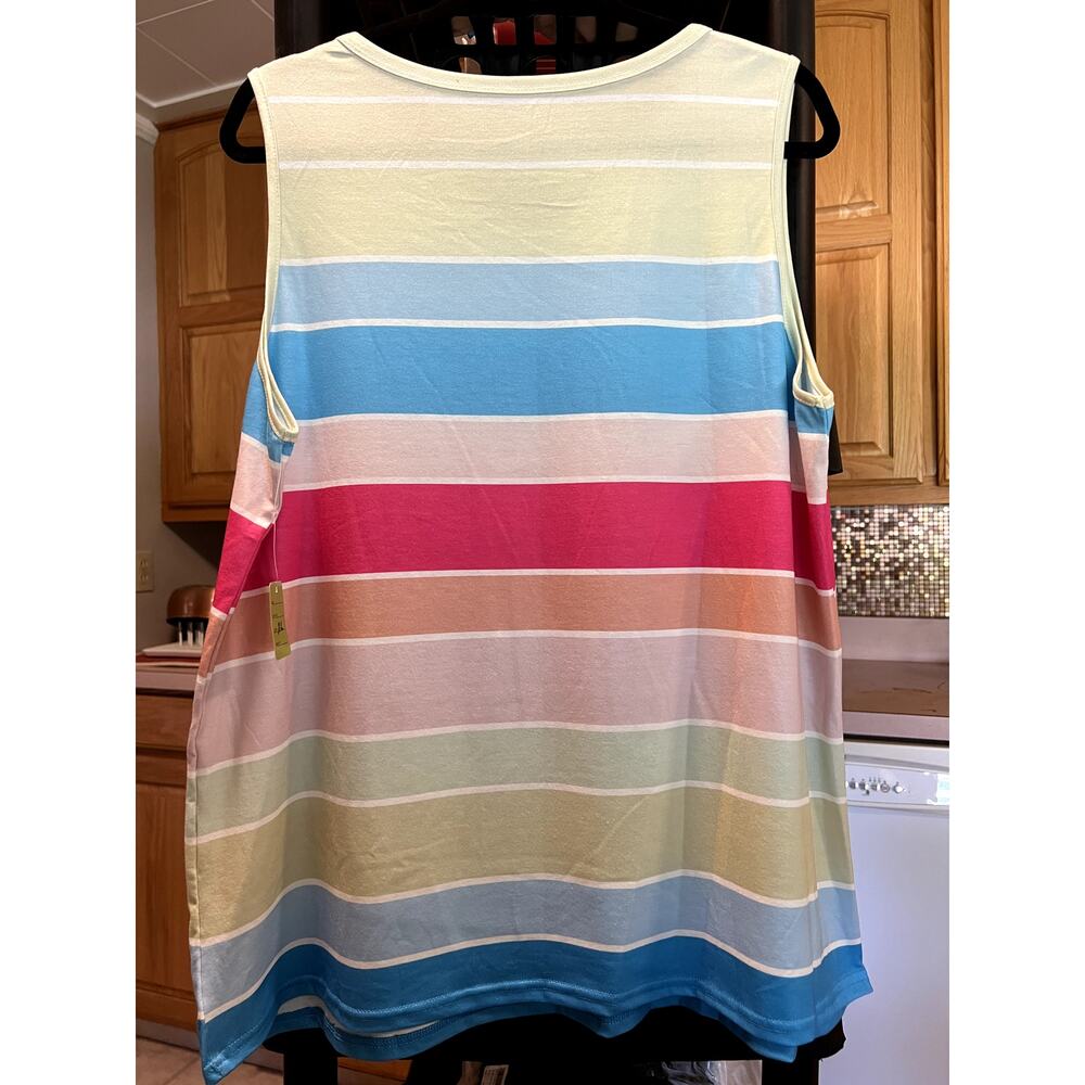 Top, striped cutout tank, sz XL, poly&elastane,$19